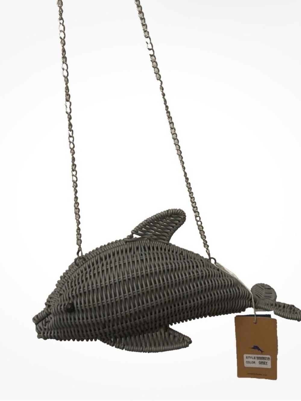 Tommy Bahama Gray Woven Dolphin Crossbody Bag
